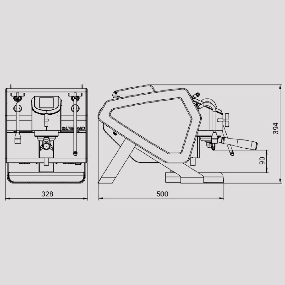 Sanremo YOU Italian Espresso machine for home baristas, measurements